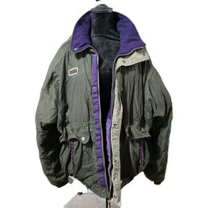 Columbia Men's Sz M Radial Sleeve Green Purple Vintage Jacket Full Zipper Retro